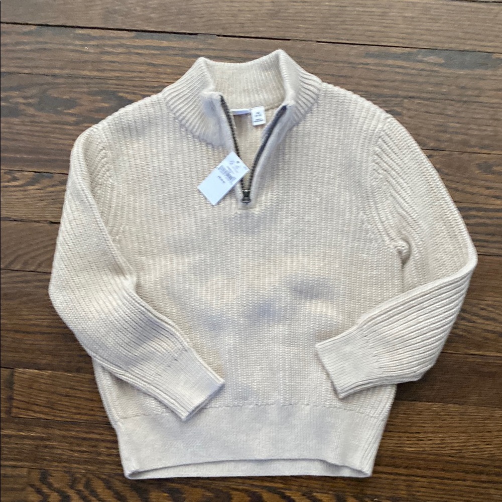 Cream Chunky Knit Zip Up Sweater